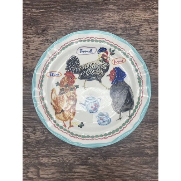 Anthropologie Nathalie Lete Twelve Days of Christmas 3 French Hens Plate - Picture 1 of 4